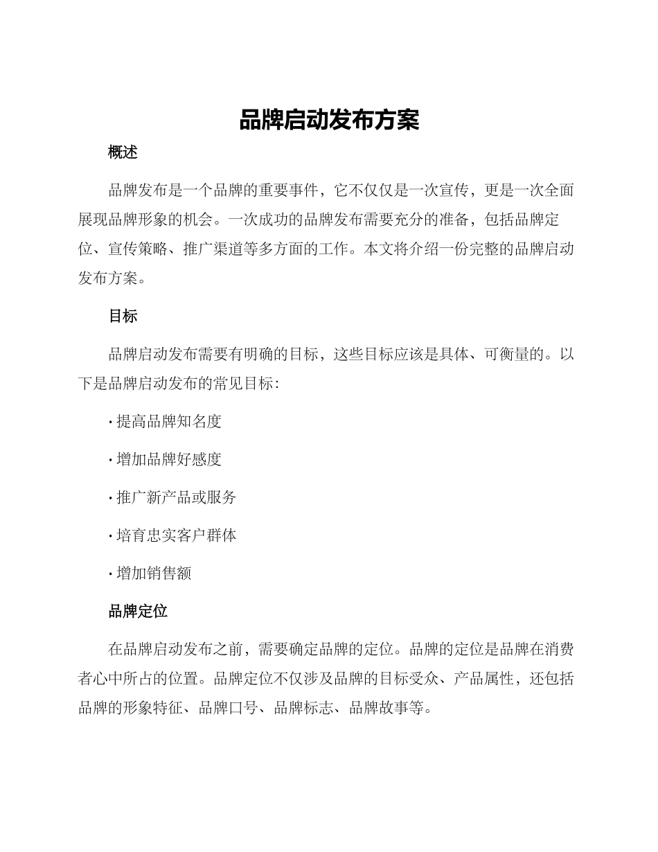 品牌启动发布方案_第1页