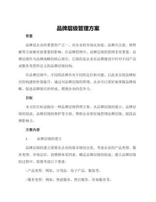 品牌层级管理方案