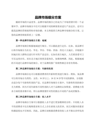 品牌市场细分方案