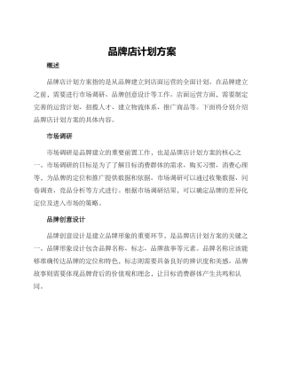 品牌店计划方案