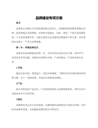 品牌建设专项方案