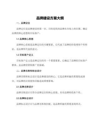 品牌建设方案大纲