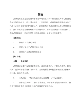 品牌战略咨询推广方案