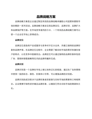 品牌战略方案