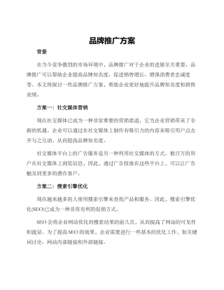 品牌推广方案
