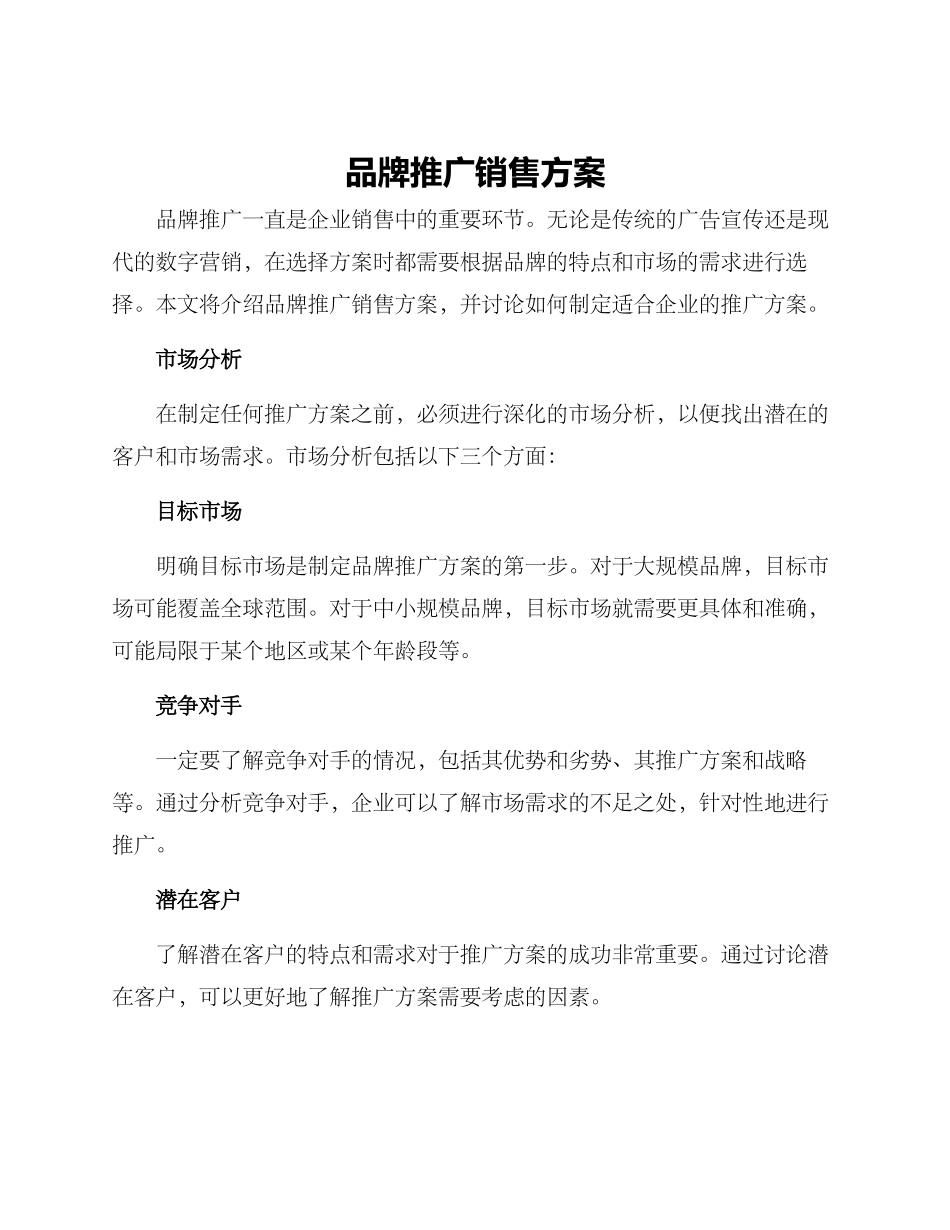 品牌推广销售方案_第1页