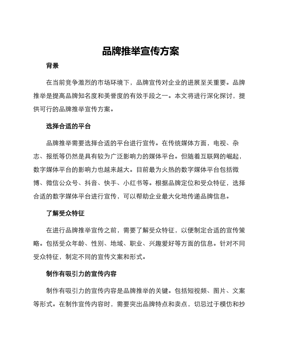 品牌推荐宣传方案_第1页