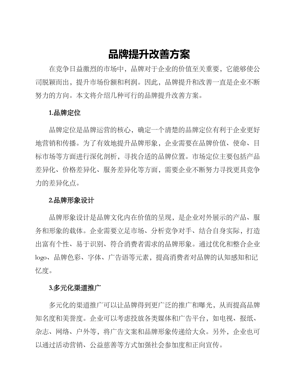 品牌提升改善方案_第1页