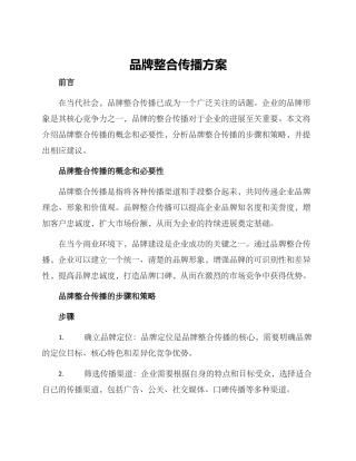 品牌整合传播方案