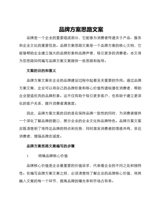 品牌方案思路文案