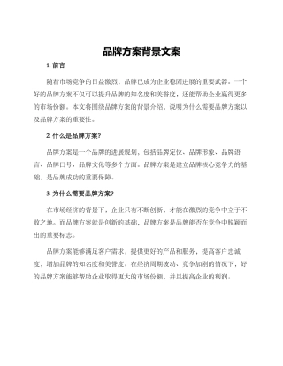 品牌方案背景文案