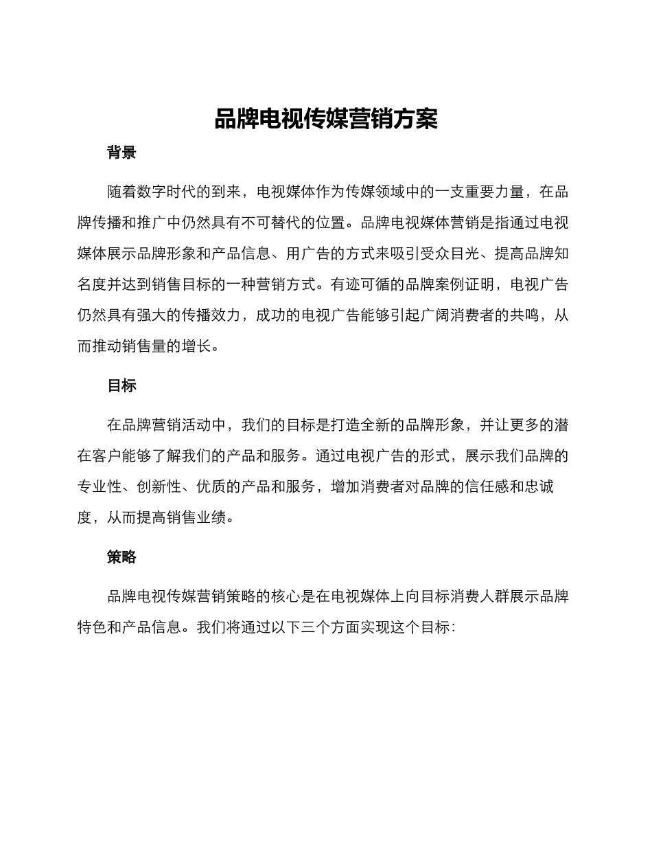 品牌电视传媒营销方案_第1页