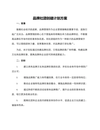 品牌社团创建计划方案