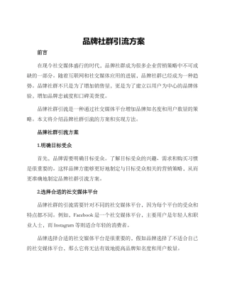 品牌社群引流方案