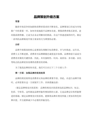 品牌策划升级方案