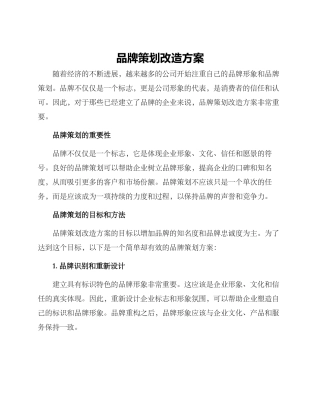 品牌策划改造方案