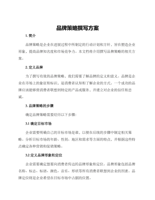 品牌策略撰写方案