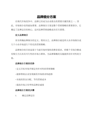 品牌细分方案