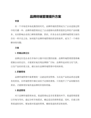 品牌终端管理提升方案