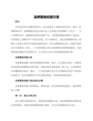品牌置换拍摄方案