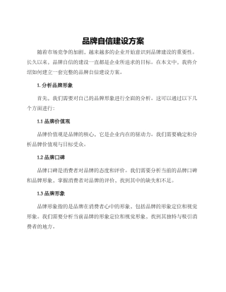 品牌自信建设方案