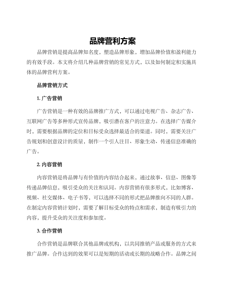 品牌营利方案_第1页
