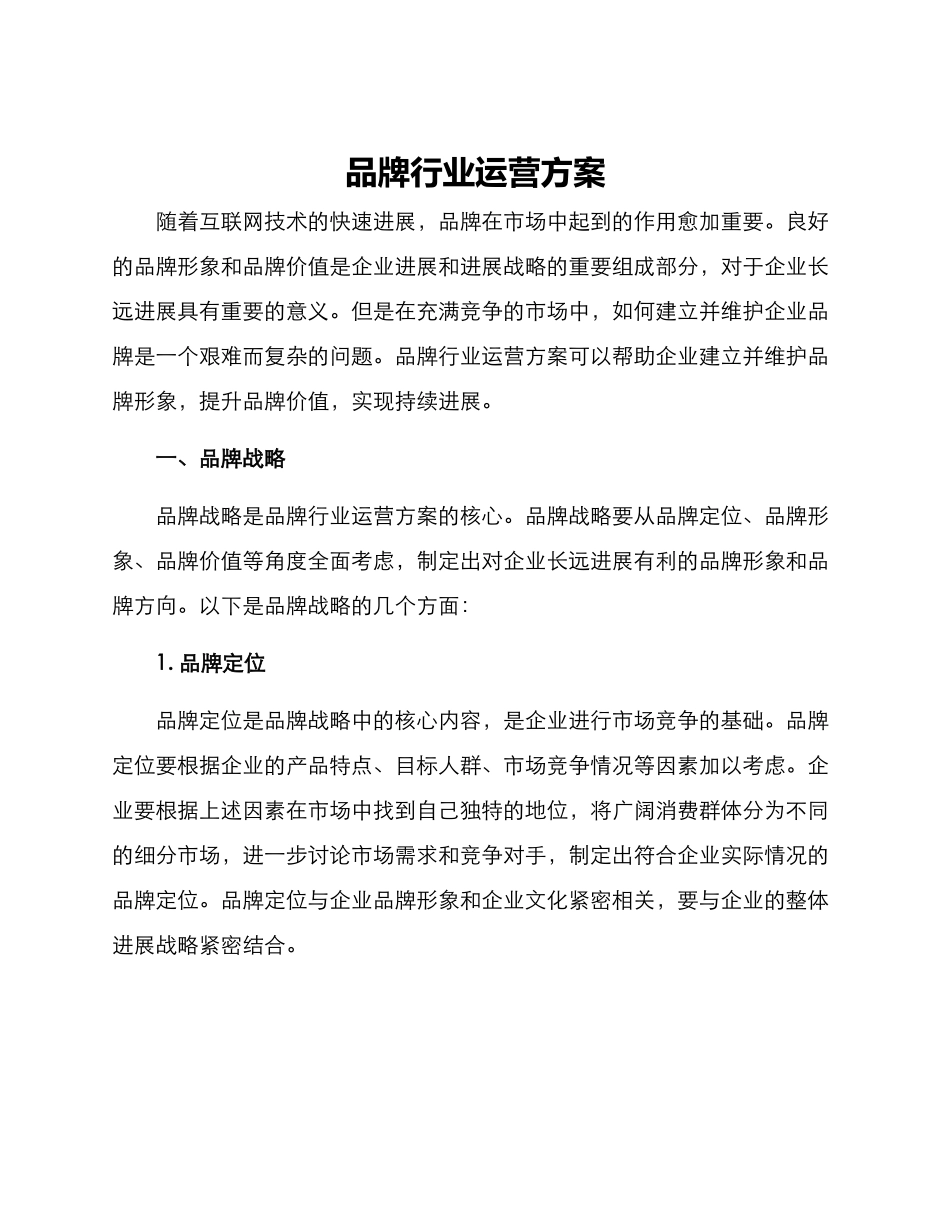 品牌行业运营方案_第1页