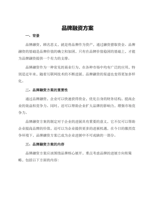 品牌融资方案