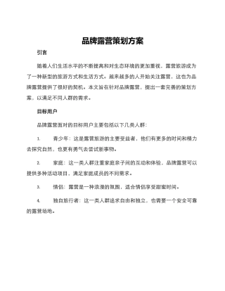 品牌露营策划方案