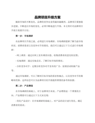 品牌项目升级方案