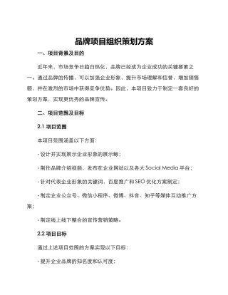 品牌项目组织策划方案
