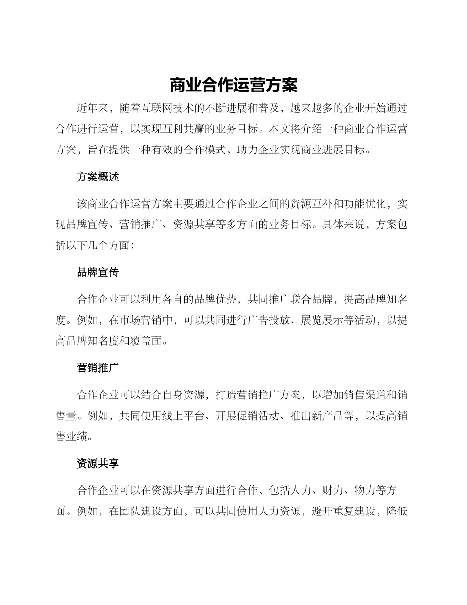 商业合作运营方案_第1页
