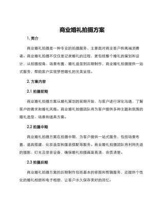 商业婚礼拍摄方案