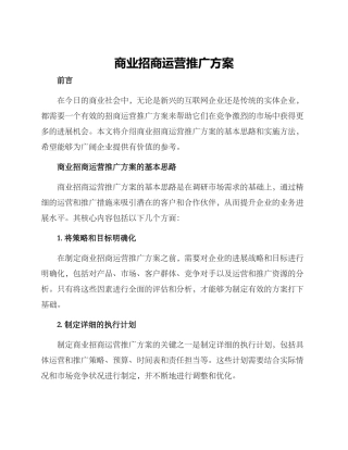 商业招商运营推广方案