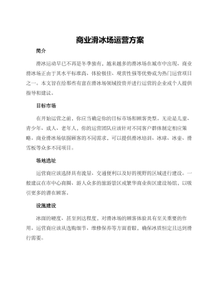 商业滑冰场运营方案