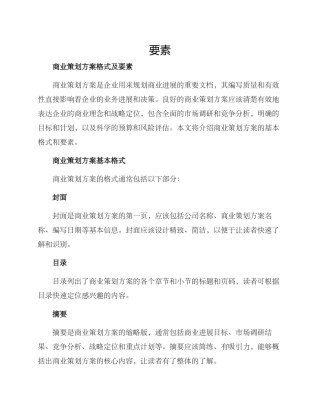 商业策划方案格式及