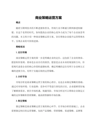 商业策略运营方案