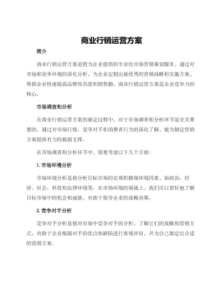 商业行销运营方案