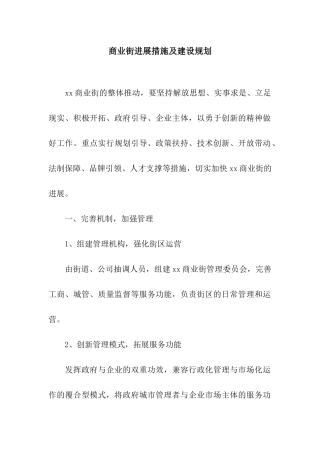 商业街发展措施及建设规划