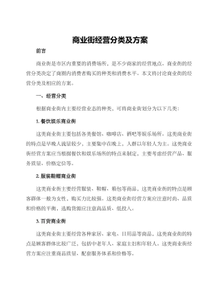商业街经营分类及方案