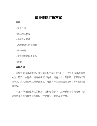商业街区汇报方案