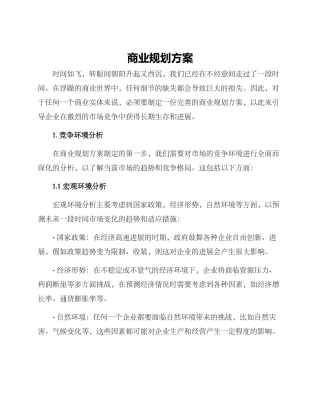 商业规划方案