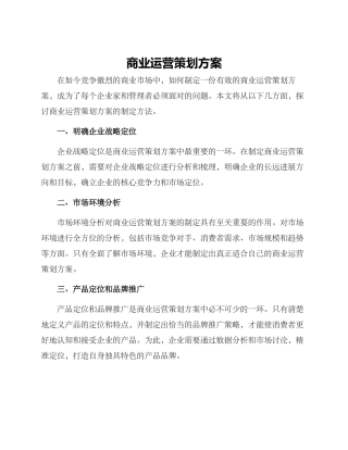 商业运营策划方案