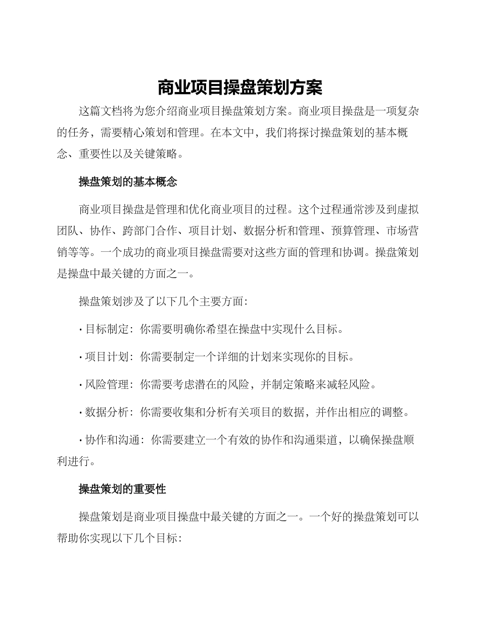 商业项目操盘策划方案_第1页