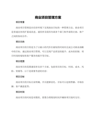 商业项目管理方案