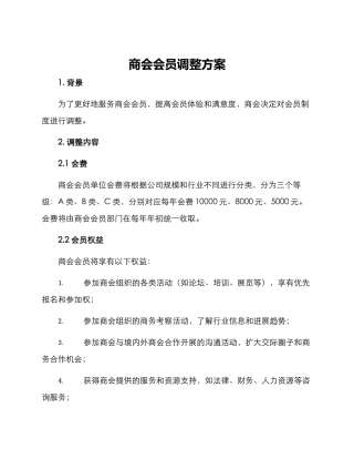 商会会员调整方案