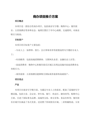 商办项目推介方案