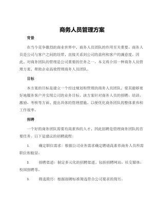 商务人员管理方案