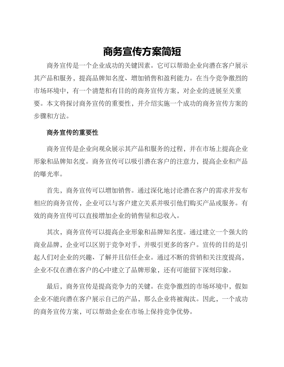 商务宣传方案简短_第1页