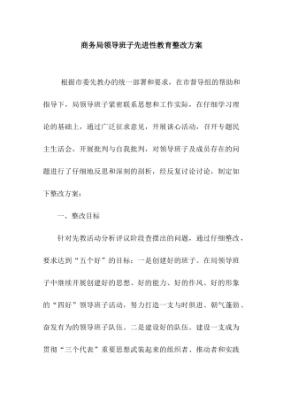 商务局领导班子先进性教育整改方案